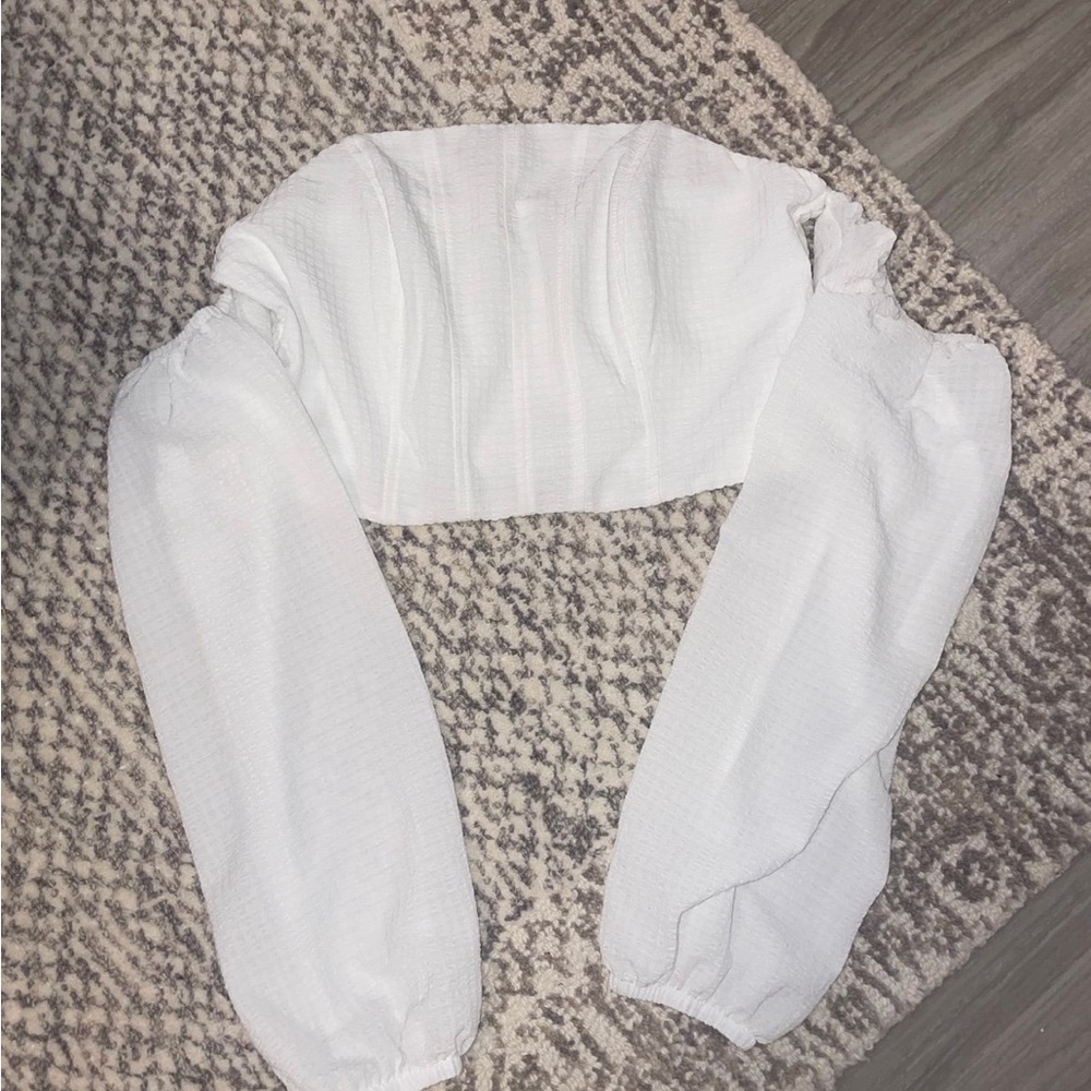 Wild Fable White Textured Crop Top
